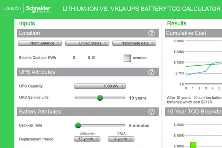 Schneider Electric’s latest DataCentre TradeOff tool highlights the benefits of li-ion vs VRLA batteries